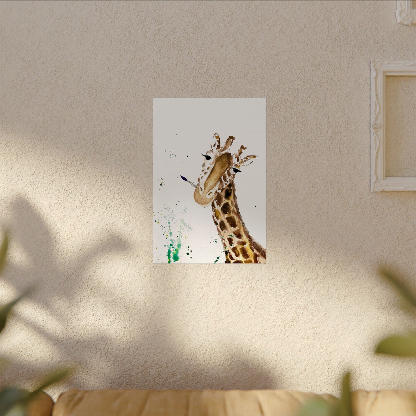 Giraffe Watercolor Poster — Textured Matte Nursery Art