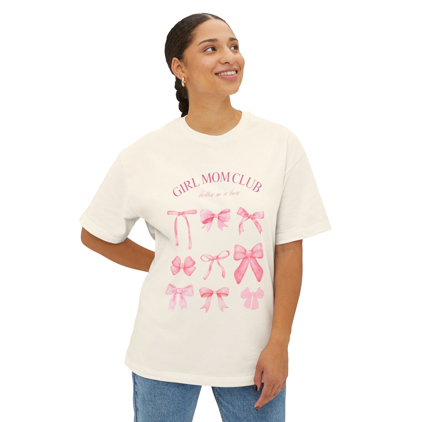 Girl Mom Club Graphic Unisex Oversized Tee, Girly Casual Wear, Cute Gift for Her, Spring/Summer Fashion, Relaxed Fit Top