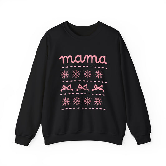 Mama Christmas Crewneck Sweatshirt — Pink Holiday Mama Graphic