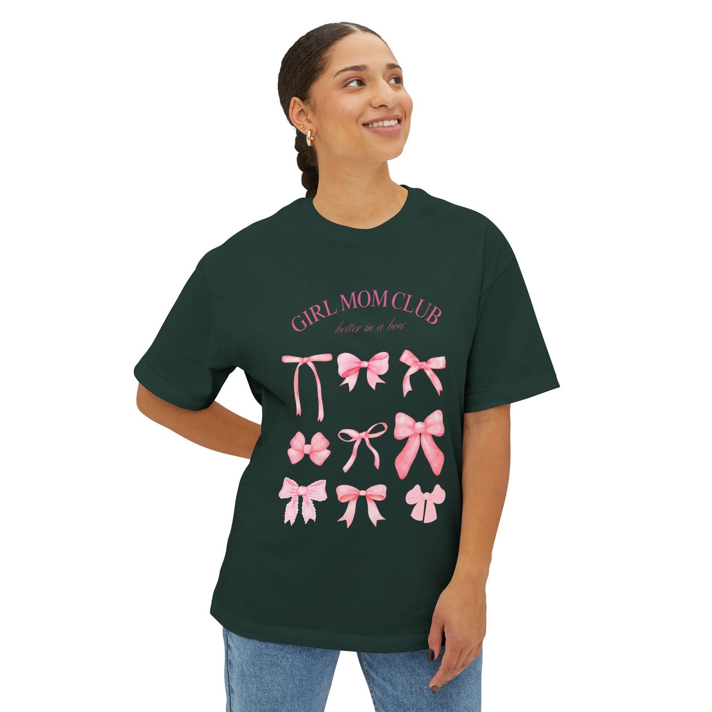 Girl Mom Club Graphic Unisex Oversized Tee, Girly Casual Wear, Cute Gift for Her, Spring/Summer Fashion, Relaxed Fit Top