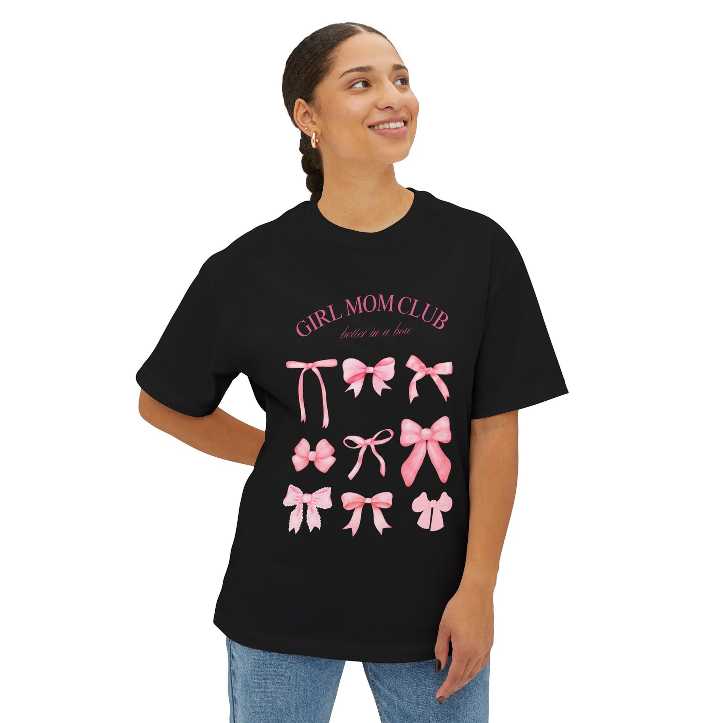 Girl Mom Club Graphic Unisex Oversized Tee, Girly Casual Wear, Cute Gift for Her, Spring/Summer Fashion, Relaxed Fit Top