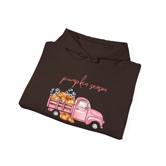 Pumpkin Season Hoodie with Vintage Truck Design | Fall Sweatshirt