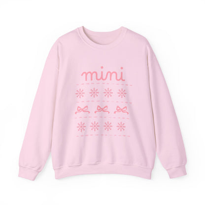 Mini Christmas Crewneck Sweatshirt Adult Sizes— Pink Holiday Mama Graphic