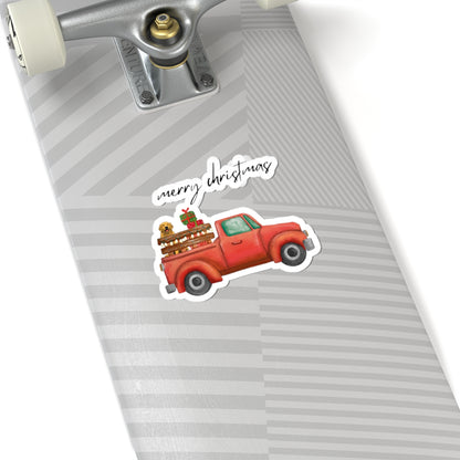 Merry Christmas Truck w/ Presents and Dog Kiss-Cut Stickers