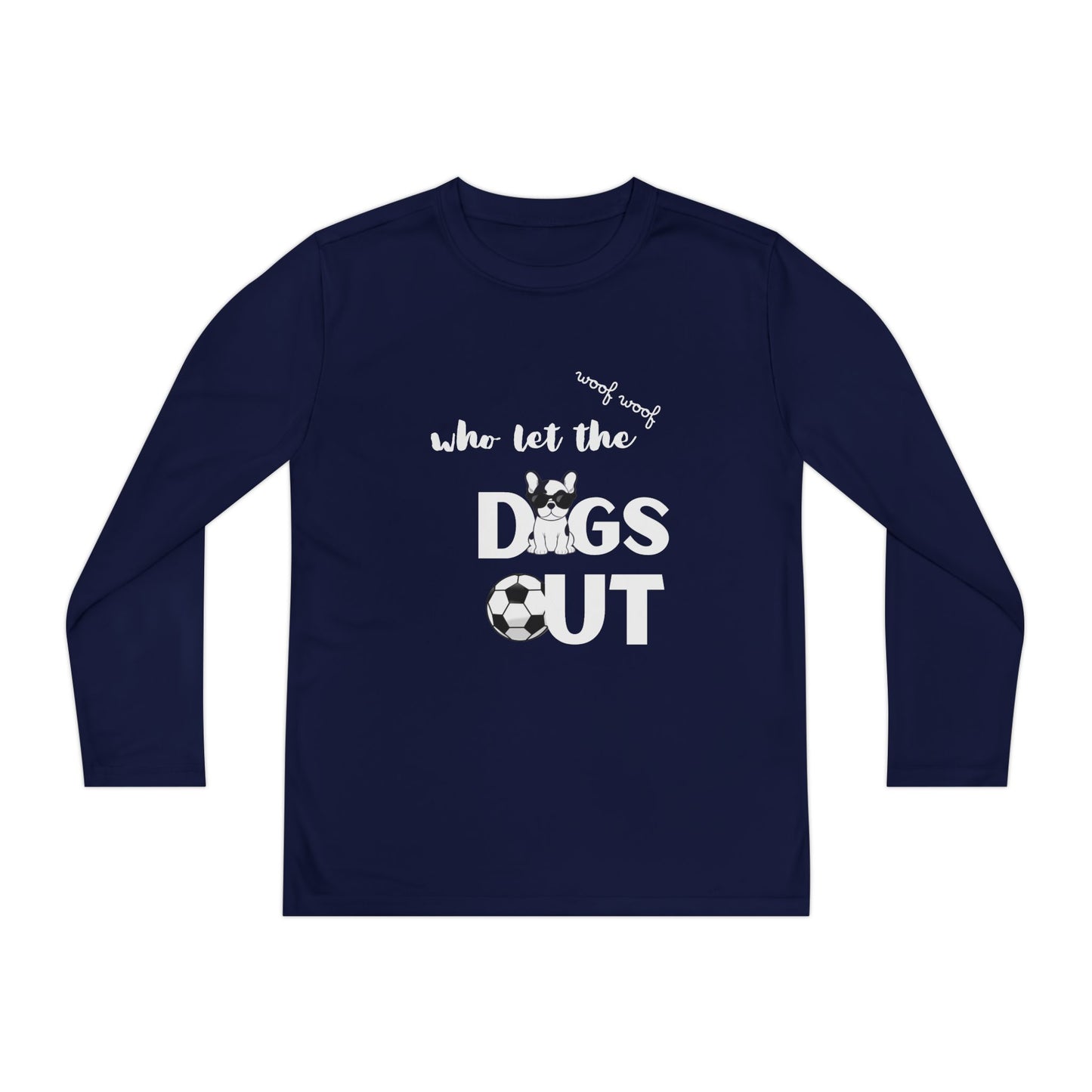 Youth Long Sleeve Dog-Themed Tee, Perfect for Young Animal Lovers, Cool Dog Playwear, Birthday Gift, Sports Events, Casual Outfits