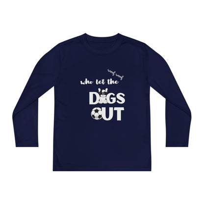 Youth Long Sleeve Dog-Themed Tee, Perfect for Young Animal Lovers, Cool Dog Playwear, Birthday Gift, Sports Events, Casual Outfits