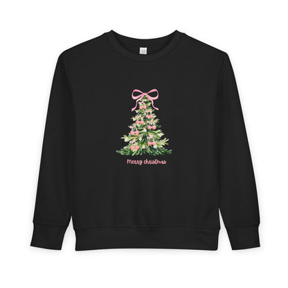 Christmas Tree Pink Cherry Bow Toddler Sweatshirt