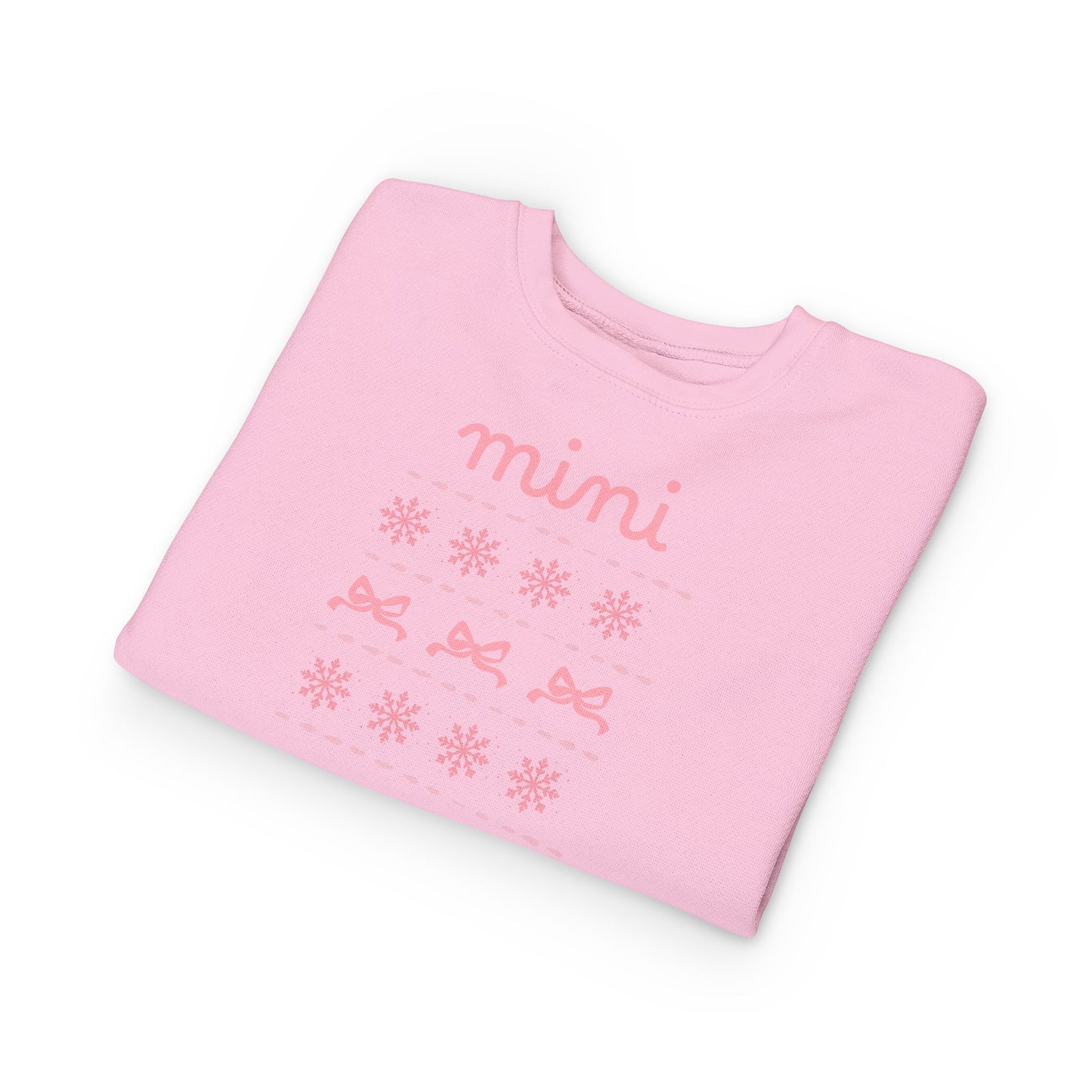 Mini Christmas Toddler Sweatshirt — Pink Bow & Snowflake Cozy Pullover