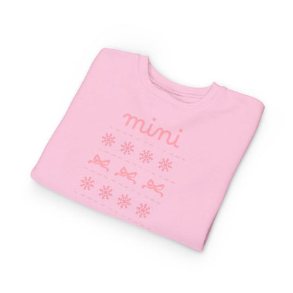Mini Christmas Toddler Sweatshirt — Pink Bow & Snowflake Cozy Pullover