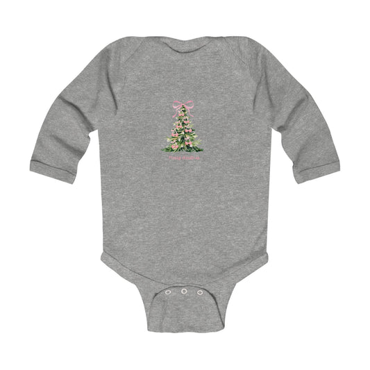 Christmas Tree Infant Bodysuit – Pink Cherry Bows Matching Onesie