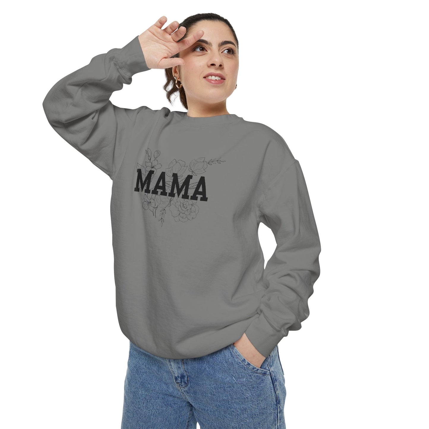 MAMA Floral Distressed Sweatshirt — Cozy Mother's Day Mom Crewneck