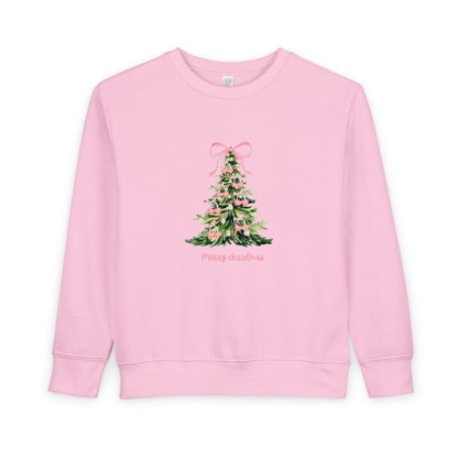 Christmas Tree Pink Cherry Bow Toddler Sweatshirt