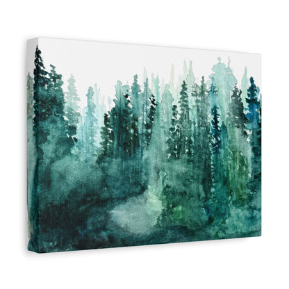 Watercolor Misty Forest Canvas Print