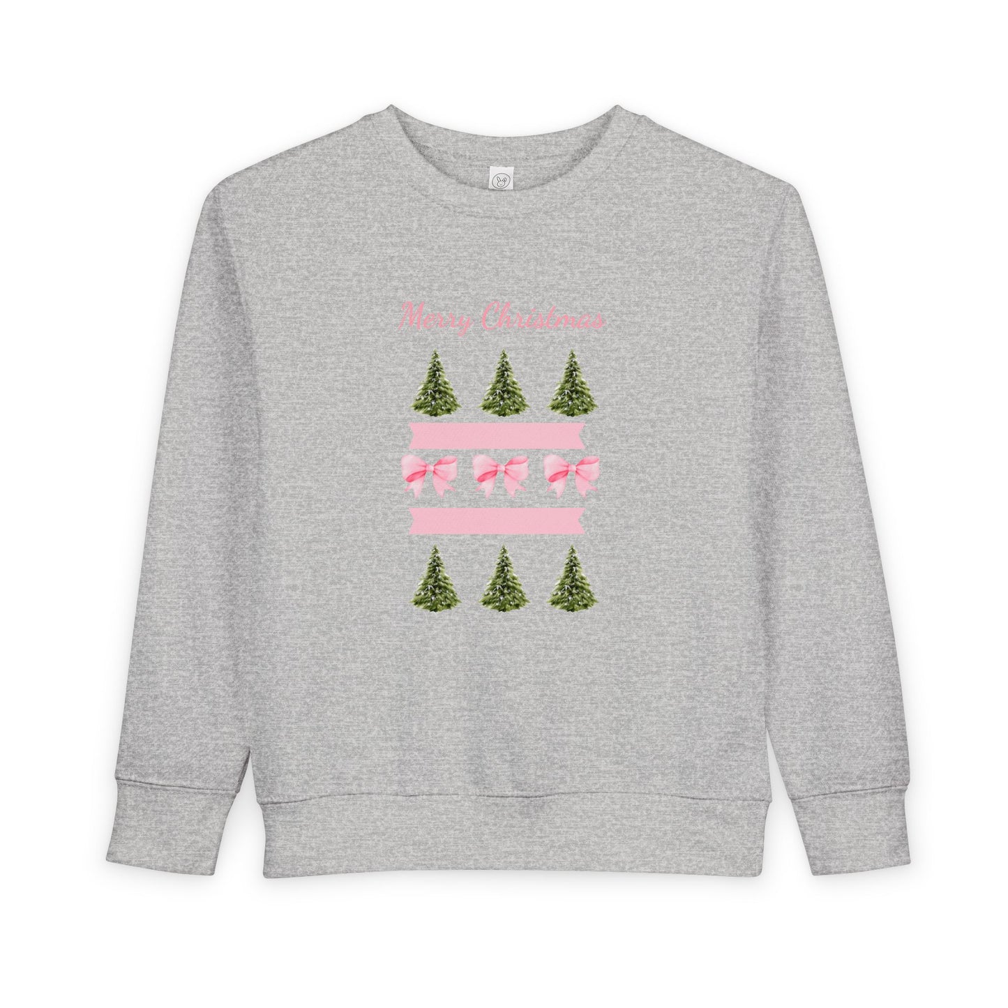Merry Christmas Pink Ribbon and Trees Toddler Sweatshirt