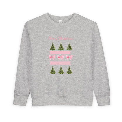 Merry Christmas Pink Ribbon and Trees Toddler Sweatshirt