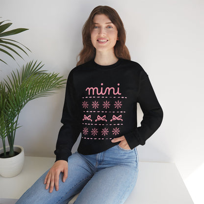 Mini Christmas Crewneck Sweatshirt Adult Sizes— Pink Holiday Mama Graphic