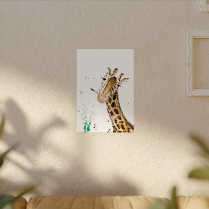 Giraffe Watercolor Poster — Textured Matte Nursery Art