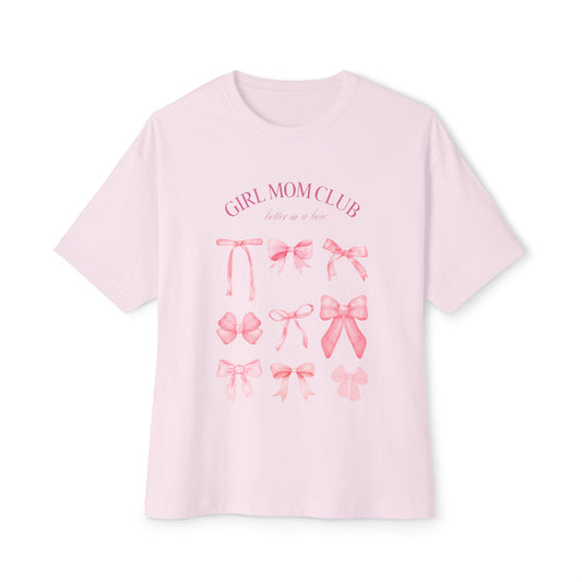 Girl Mom Club Graphic Unisex Oversized Tee, Girly Casual Wear, Cute Gift for Her, Spring/Summer Fashion, Relaxed Fit Top