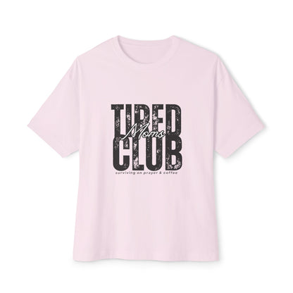 Tired Moms Club Graphic Tee — Vintage Distressed Oversized Boxy Shirt