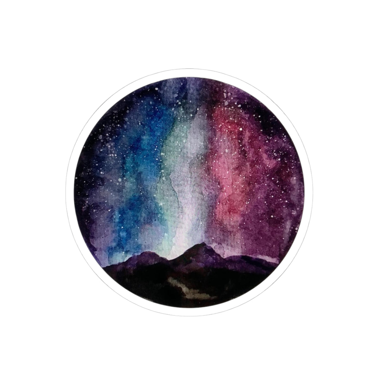 Northern Lights Watercolor Kiss-Cut Sticker