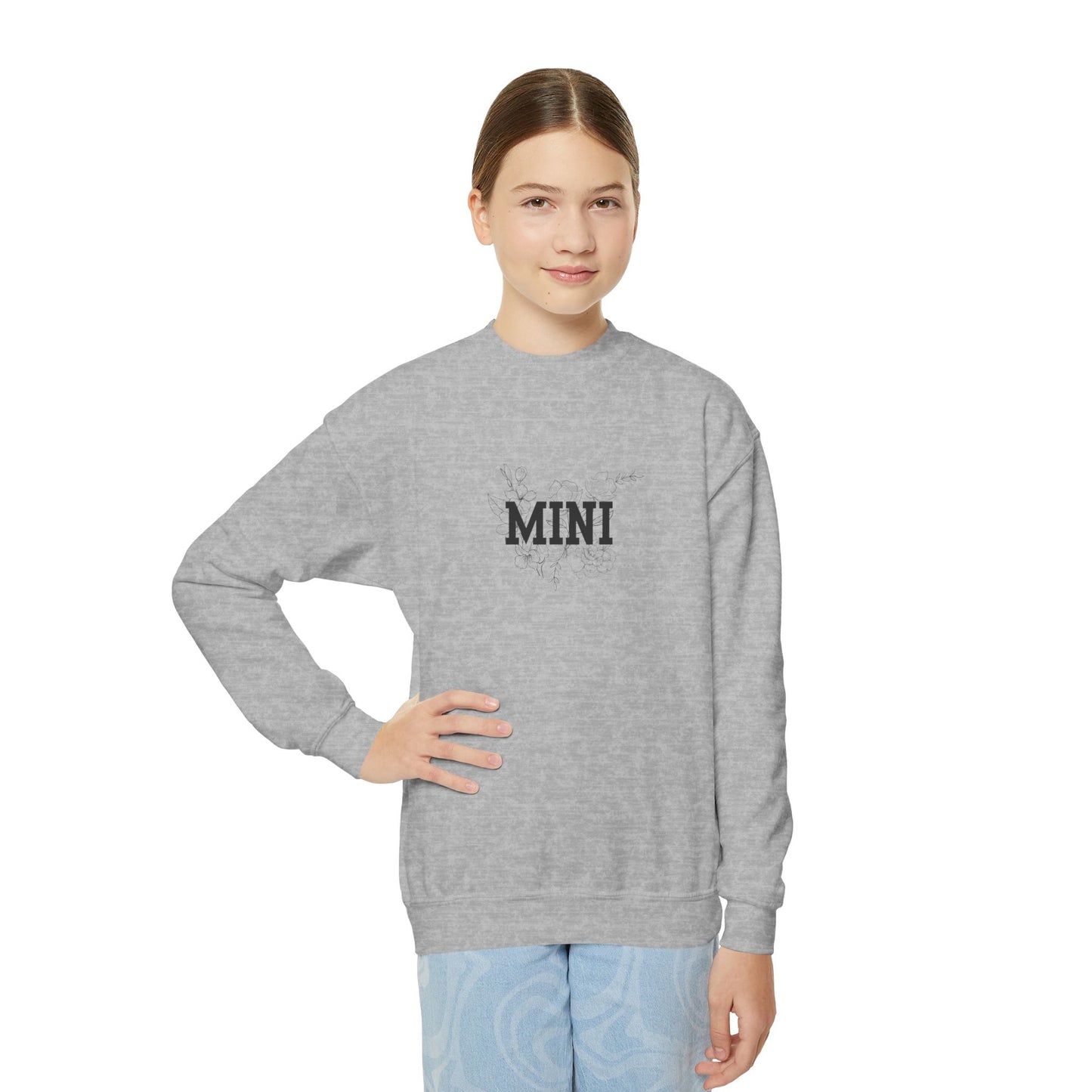 Youth Crewneck Sweatshirt — 'MINI' Distressed Logo Kids Pullover