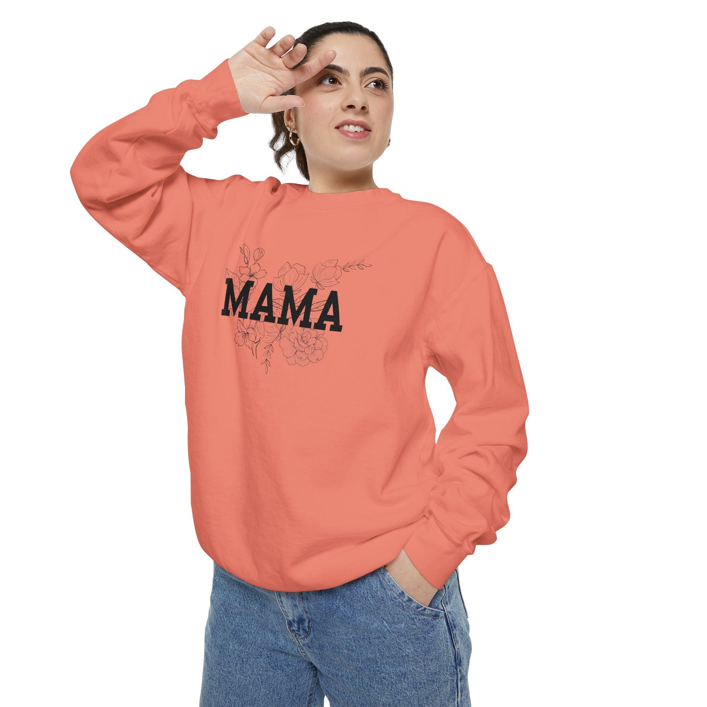 MAMA Floral Distressed Sweatshirt — Cozy Mother's Day Mom Crewneck