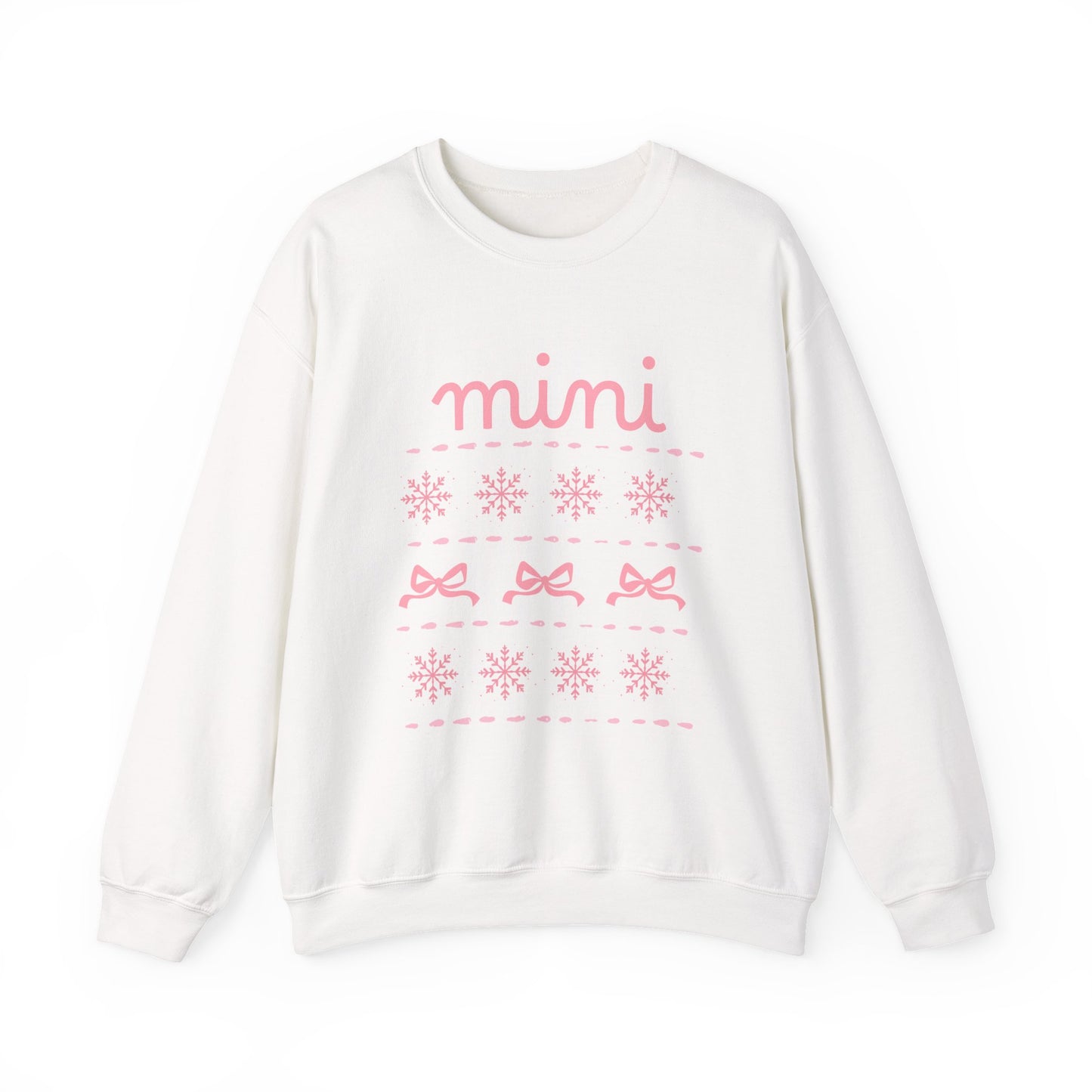 Mini Christmas Crewneck Sweatshirt Adult Sizes— Pink Holiday Mama Graphic