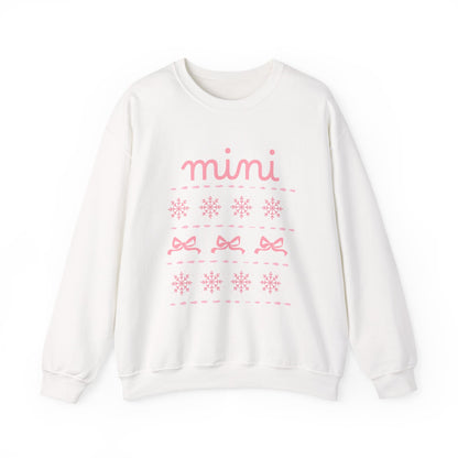 Mini Christmas Crewneck Sweatshirt Adult Sizes— Pink Holiday Mama Graphic
