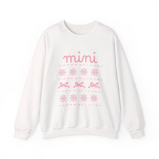 Mini Christmas Crewneck Sweatshirt Adult Sizes— Pink Holiday Mama Graphic