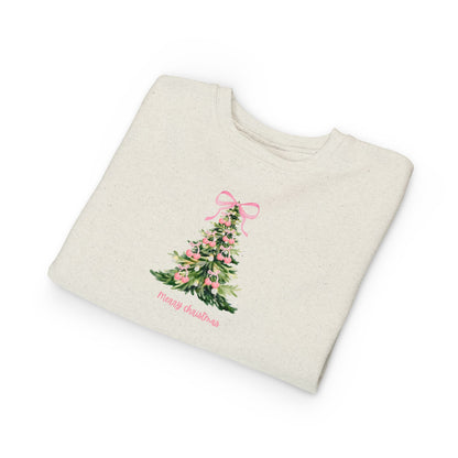 Christmas Tree Pink Cherry Bow Toddler Sweatshirt