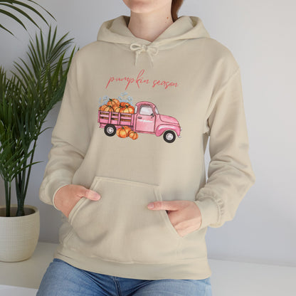 Pumpkin Season Hoodie with Vintage Truck Design | Fall Sweatshirt