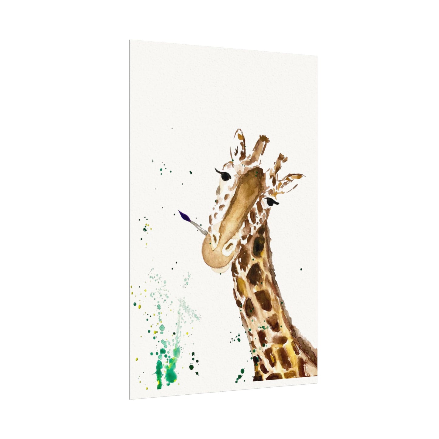Giraffe Watercolor Poster — Textured Matte Nursery Art