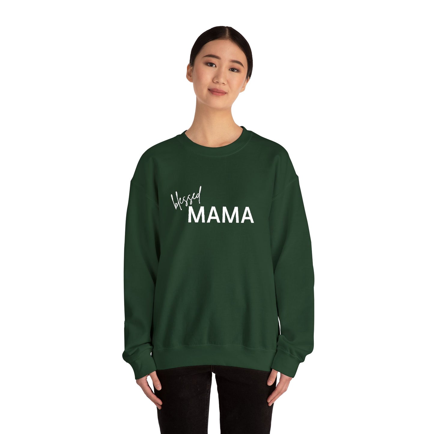 Embroidered Blessed Mama Crewneck Sweatshirt