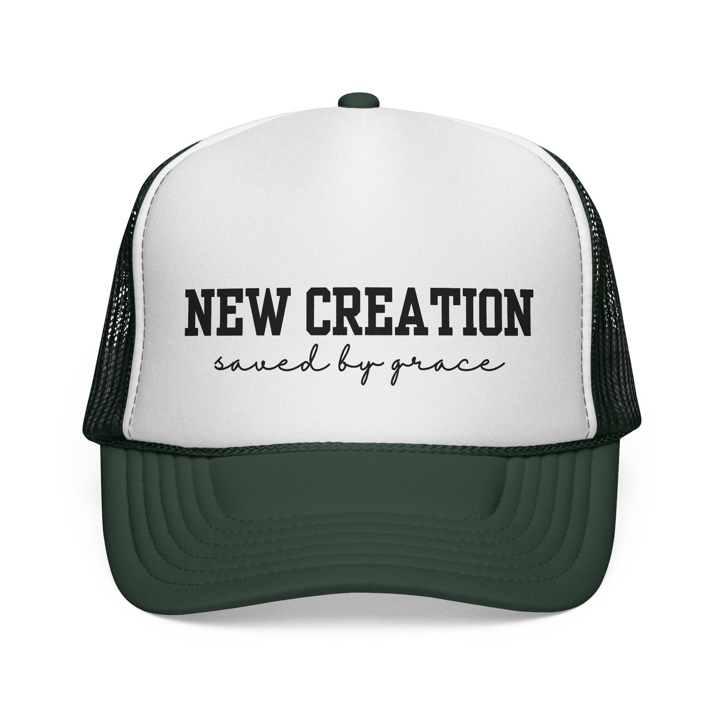 Inspirational Trucker Cap, Faith-Based Hat, Gift for Believers, Casual Daily Wear, New Creation Quote, Religious Accessories