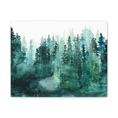 Watercolor Misty Forest Canvas Print