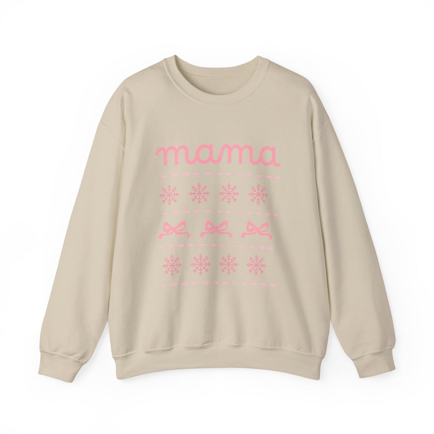 Mama Christmas Crewneck Sweatshirt — Pink Holiday Mama Graphic
