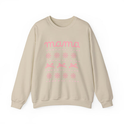 Mama Christmas Crewneck Sweatshirt — Pink Holiday Mama Graphic