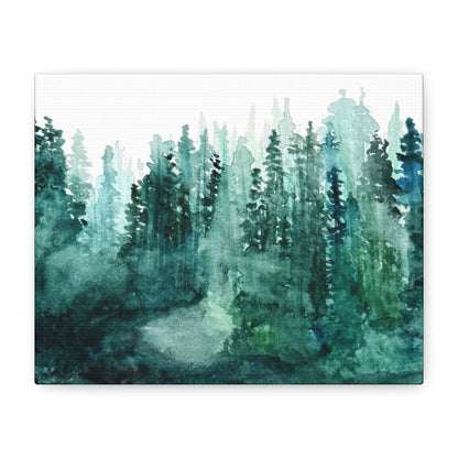 Watercolor Misty Forest Canvas Print