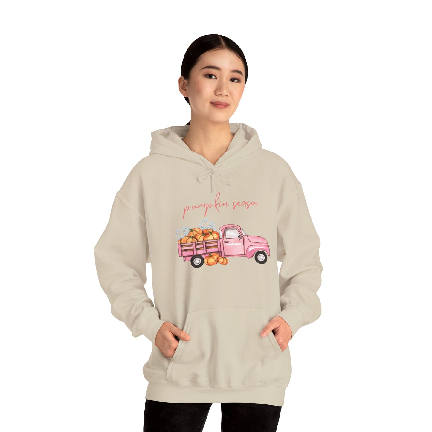 Pumpkin Season Hoodie with Vintage Truck Design | Fall Sweatshirt