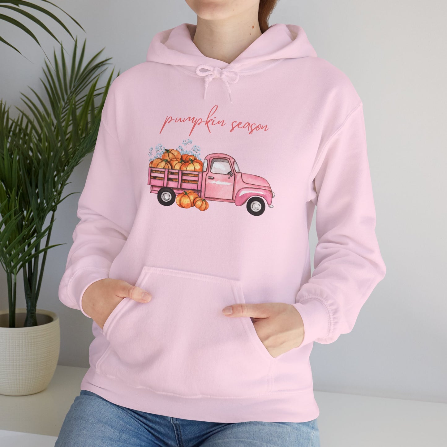 Pumpkin Season Hoodie with Vintage Truck Design | Fall Sweatshirt