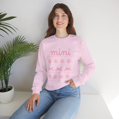 Mini Christmas Crewneck Sweatshirt Adult Sizes— Pink Holiday Mama Graphic
