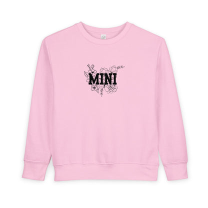 Mini Floral Toddler Sweatshirt — Cute 'MINI' Graphic Pullover for Kids