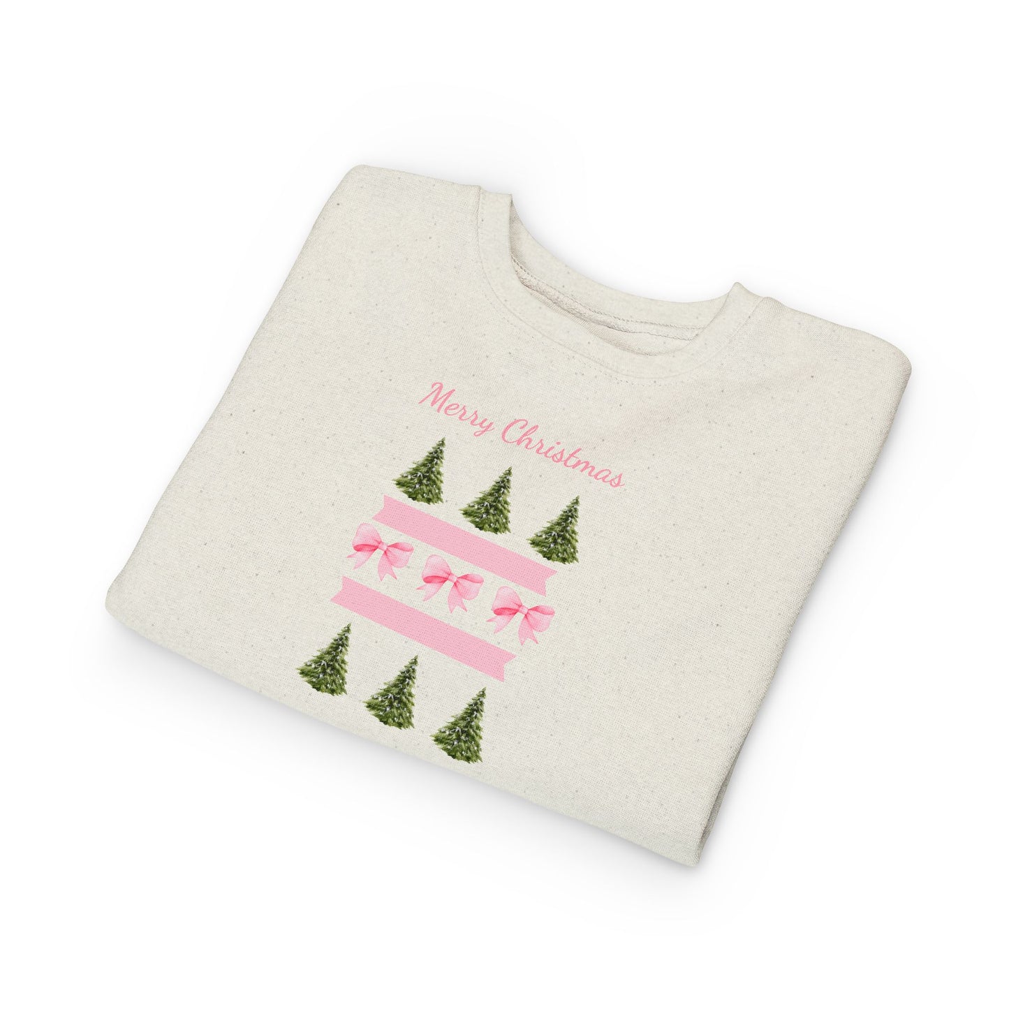 Merry Christmas Pink Ribbon and Trees Toddler Sweatshirt