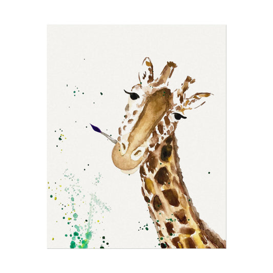Giraffe Watercolor Poster — Textured Matte Nursery Art