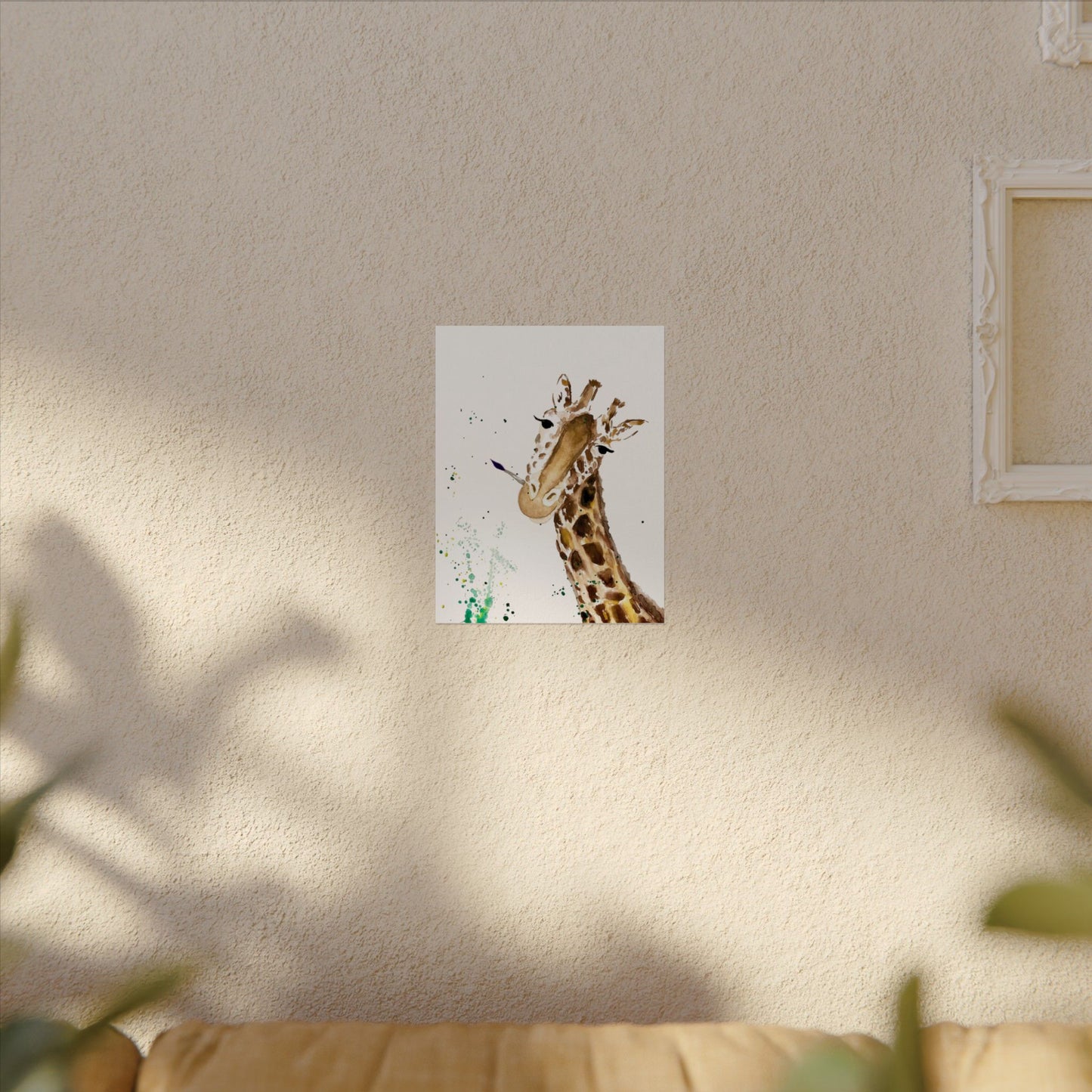 Giraffe Watercolor Poster — Textured Matte Nursery Art