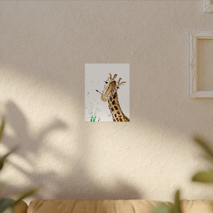 Giraffe Watercolor Poster — Textured Matte Nursery Art