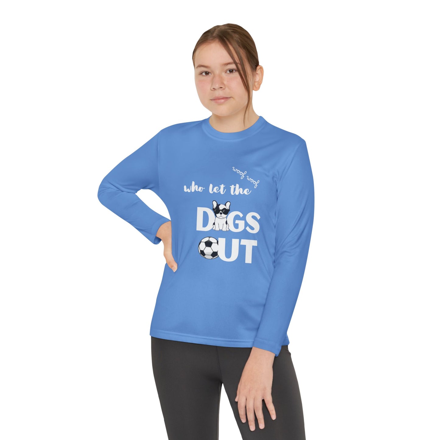 Youth Long Sleeve Dog-Themed Tee, Perfect for Young Animal Lovers, Cool Dog Playwear, Birthday Gift, Sports Events, Casual Outfits