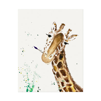 Giraffe Watercolor Poster — Textured Matte Nursery Art