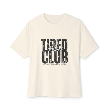 Tired Moms Club Graphic Tee — Vintage Distressed Oversized Boxy Shirt