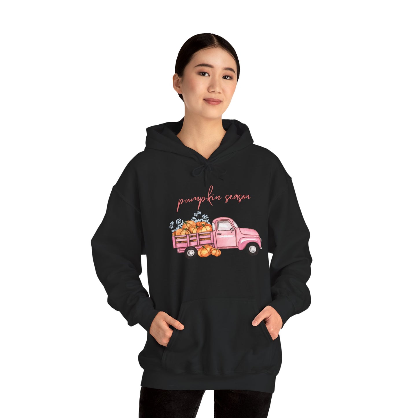 Pumpkin Season Hoodie with Vintage Truck Design | Fall Sweatshirt